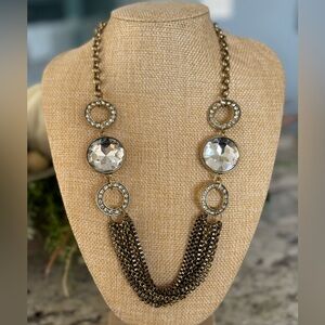 Crystal & Multi-Chain Statement Necklace 21” 3” extender